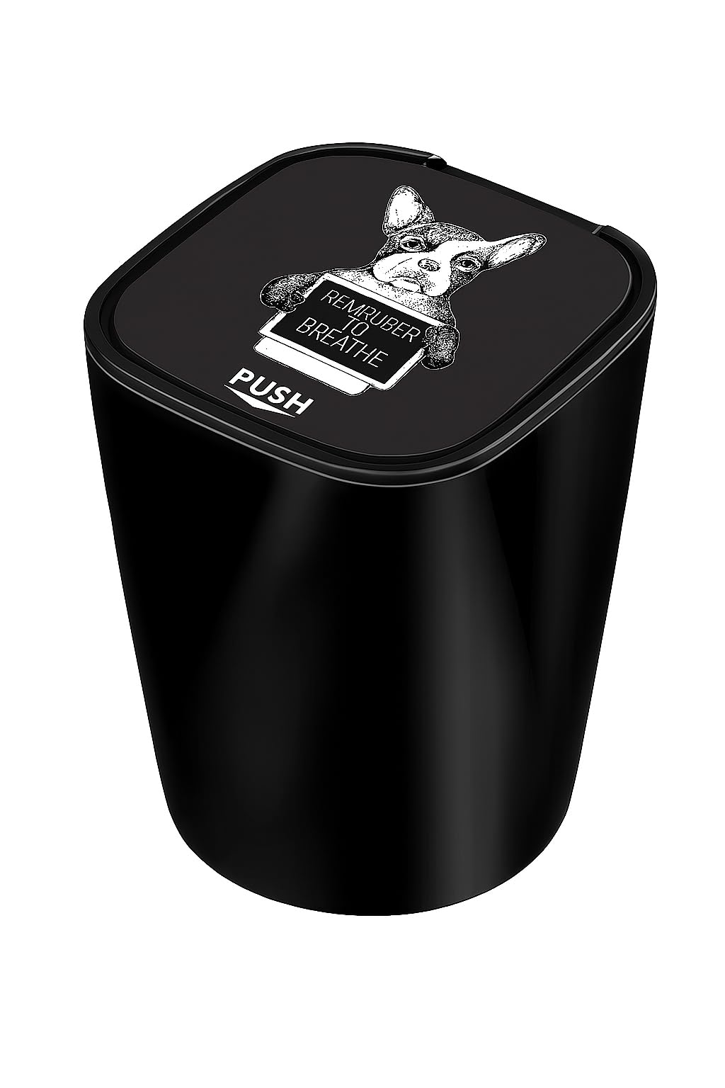 Stash-Pro Compact Car Ashtray & Mini Trash Bin with Lid – Portable Cup Holder Bin with Push Top and Cute Dog Design, Leakproof Container for Small Waste – 9cm Height (Black)-image-42
