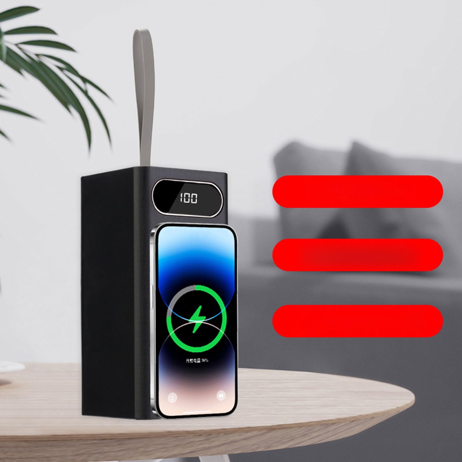 KUFptva LCD Display Detachable DIY Powers Bank Box 28x18650 Battery Storage Box Case Faster Chargers Outer Case with Camping Light