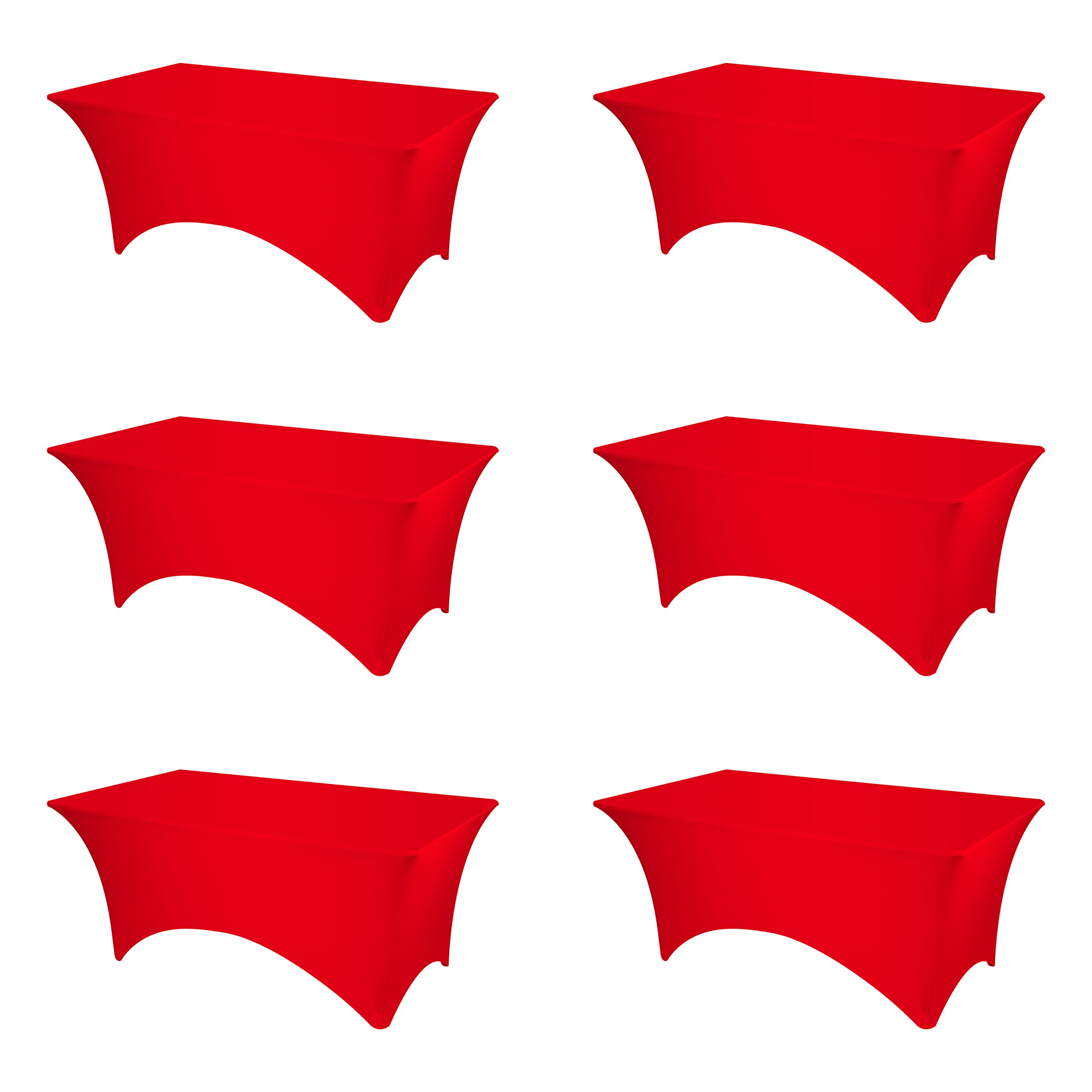 BRILLMAX 6 Pack Red Spandex Table Covers for 6 Ft Rectangle Tables - 180 GSM Thick Stretch Tablecloth Fitted, Reinforced Foot Pockets, Wrinkle Free Cloth for Wedding Banquet Party Trade Show