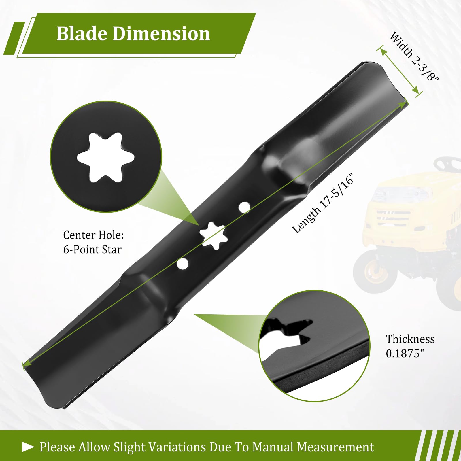 Lot de 3 broches 618-06980, lot de 3 lames 942-05052A à levage moyen, compatible avec Cub Cad et M TD RZT L50 S50 LX50 SX50 XT1-GT50 ZT1-50 G8200 G8200 G880 300, remplacement Pour 918-06980 - 4