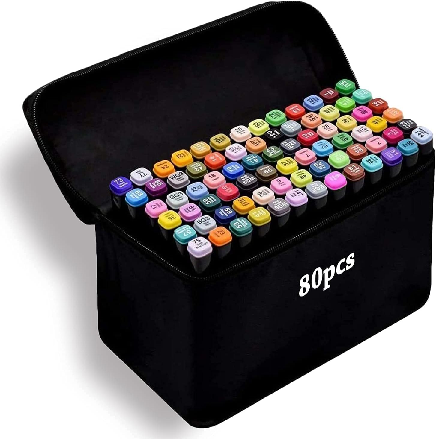 Amazing Tour 80 Colouring Pens, Colors Markers Pens Set Permanent Art Marker Pens for Kids and Adults, Double Tipped Graphic Marker Pen with Black Bag