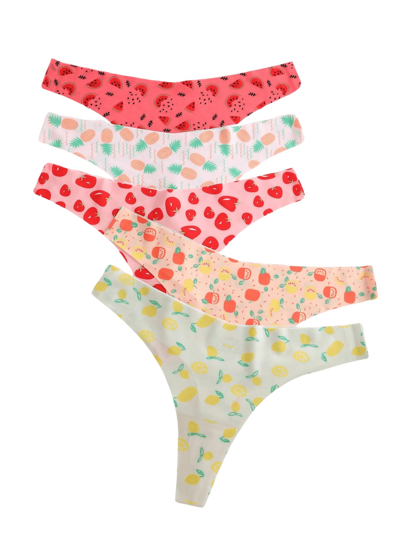 SweatyRocks Women's Cute Graphic Print Hipster Panties Mid Rise Comfy Underwear Briefs 5 Pack