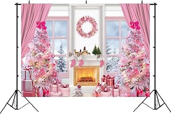 Amazon.com : Masxkle 7x5ft Pink Christmas Backdrop Winter Snow