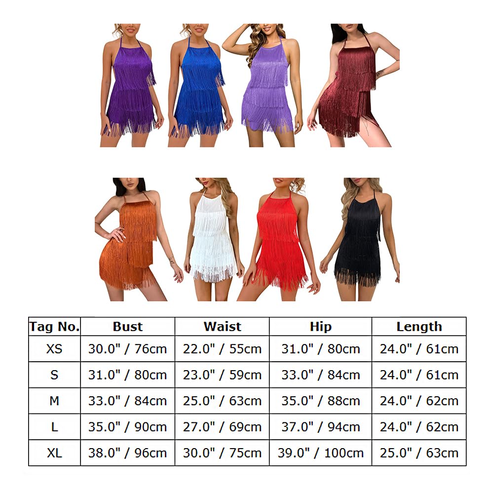 Odizli Mini robe à franges sexy dos nu pour femme - Combinaison courte de fête