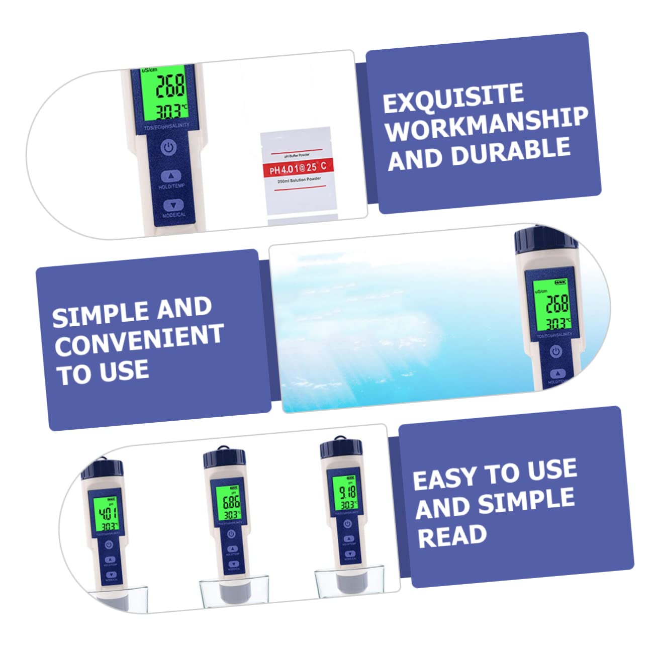 PLAFOPE Probador Digital De del Agua Medidor De Salinidad para y Pantalla LCD Retroiluminación Herramienta y Precisa para Monitoreo De Agua