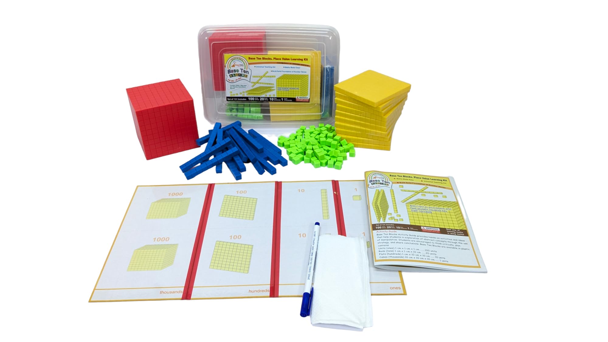 StepsToDo 131 Pieces Multiclour Base Ten Blocks Kit with Place Value Mats and Activity Instruction Book. Teaching Aid. Build Solid Foundation of Number Sense and Place Value. Place Value Blocks. (B0D4PVVPFL) Amazon Price History, Amazon Price Tracker