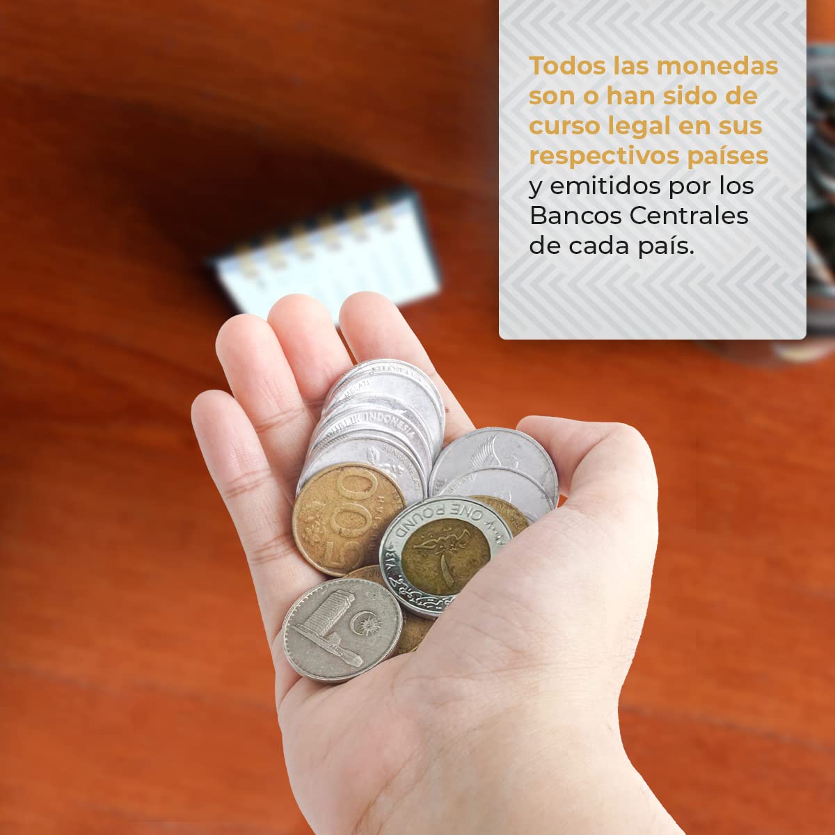 IMPACTO COLECCIONABLES | 1 kg de Monedas del Mundo Auténticas en Cofre de Madera – Gran Variedad de Monedas Antiguas para Ampliar tu Colección – Incluye Certificado de Autenticidad