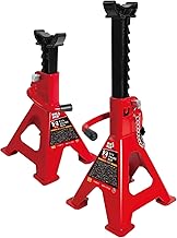 BIG RED TJ42001C Jack Stand, 2t, Adjustable Height 10.6 inches (268 mm), Highest 16.5 inches (418 mm), Rigid Rack, Set of 2, Steel, Tire Replacement, For Cars, Load Capacity 2 Ton, Red