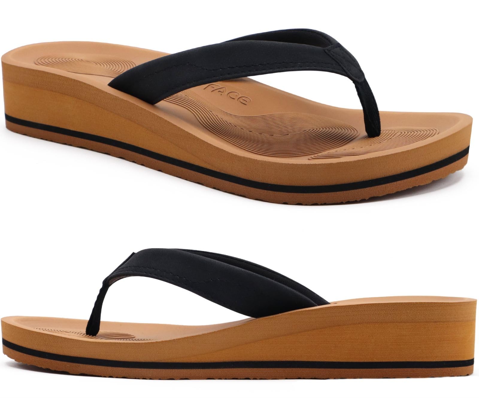 COFACE Flip Flops for Women With Comfortable Arch Support Ladies Fashion Platform Thong Sandals Soft Yoga Mat Sole For Beach/Indoor Outdoor