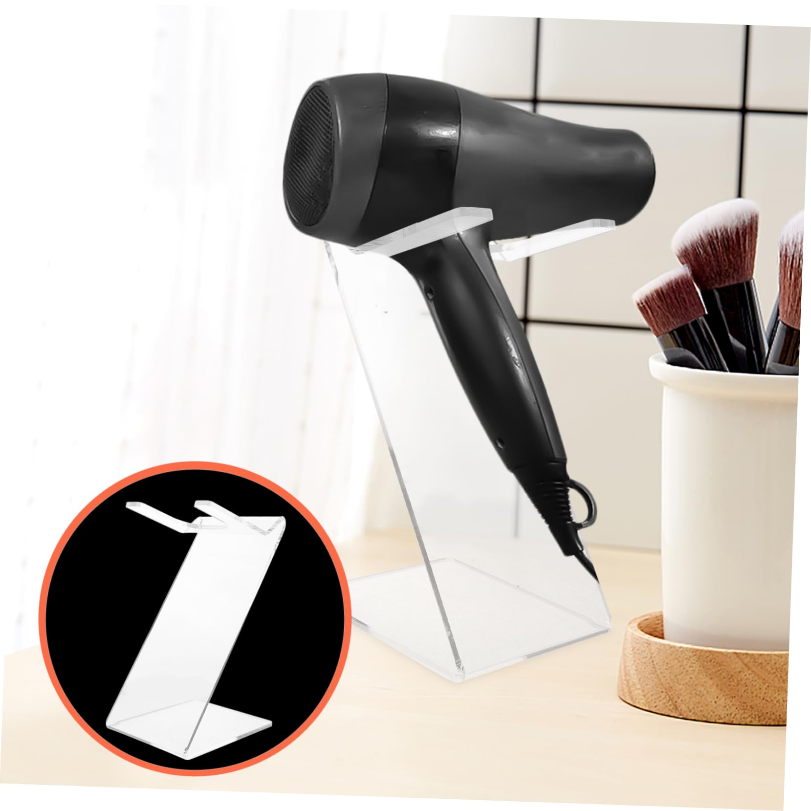 Ipetboom Acrylic Hair Dryer Holder Desktop Blow Dryer Storage Rack for Bathroom Hotel Use Design for Household Hair Dryer Organization Sturdy and Stylish Hair Dryer Stand