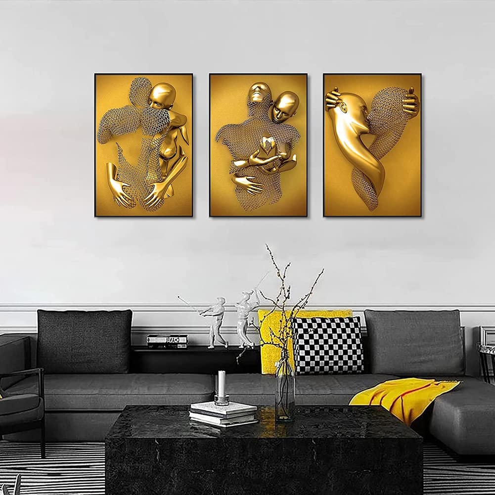 3D Herz Wandbild Metall-Optik, 40x40 Cm – Abstrakte Leinwand-Deko Für Wohnzimmer & Schlafzimmer