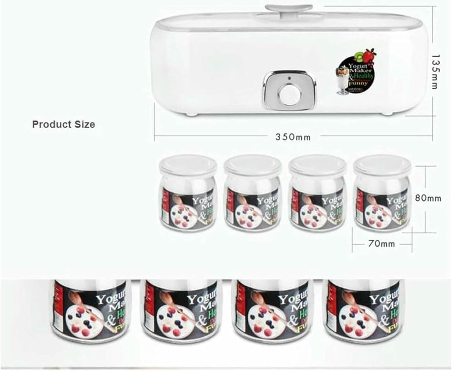 Yogurt Maker with 4 Glass Fermentation Jars Mini Automatic Yogurt Machine Home DIY Yogurt Tools Kitchen