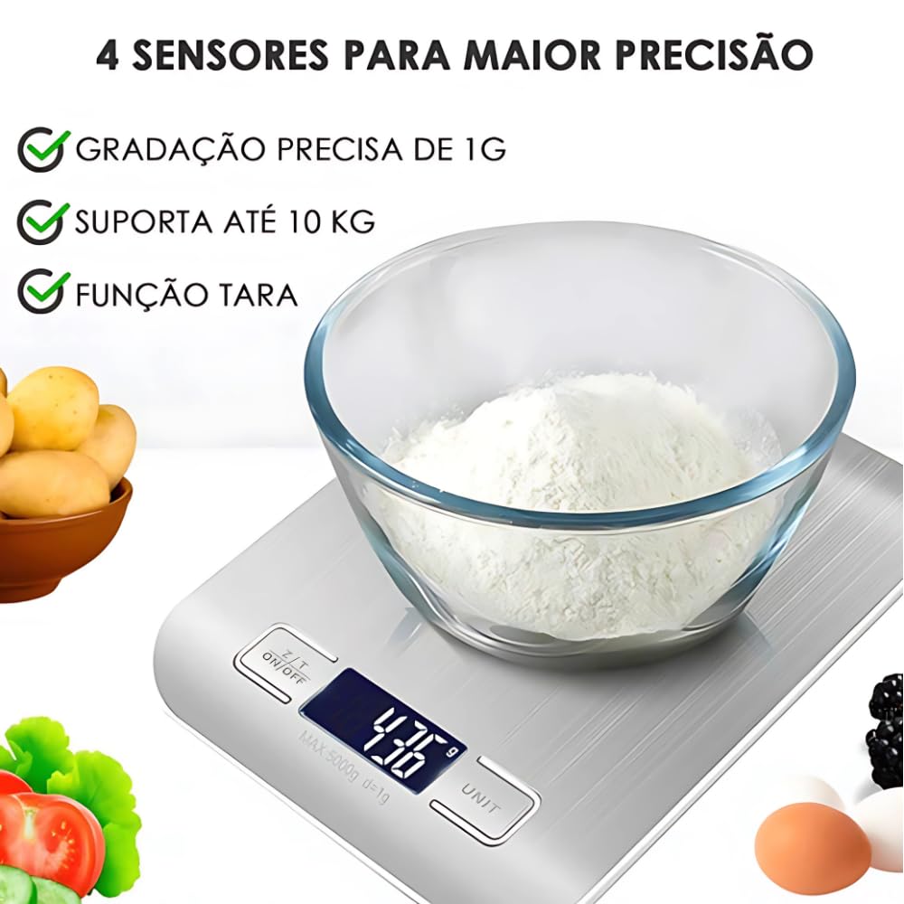 Balança de Cozinha de Inox, Visor Digital, Alimentos, Temperos, Remédios, Joias, Em Inox e Não Enferruja, Acompanha Pilhas e Manual, Pronta Para Uso, Ideal Para Dietas, Cozinhas e Restaurantes Balança de Cozinha de Inox, Visor Digital, Alimentos, Temperos, Remédios, Joias, Em Inox e Não Enferruja, Acompanha Pilhas e Manual, Pronta Para Uso, Ideal Para Dietas, Cozinhas e Restaurantes