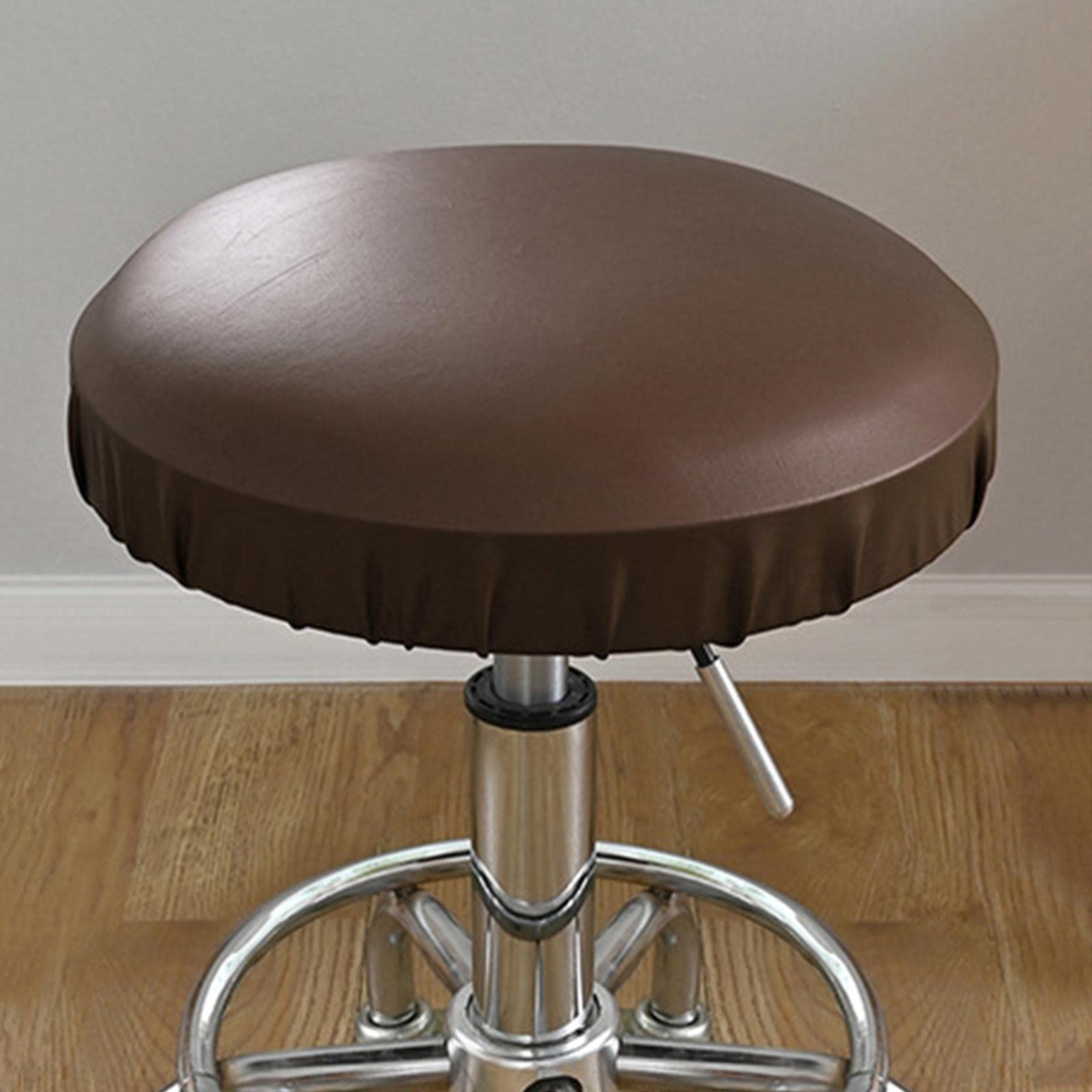 Gazechimp Stool Cover-Waterproof Stretchy Elastic PU Leather, Stool Slipcover, Seat Cushion Sleeve- for Salon Home and 4, Brown, 35-45cm Diameter