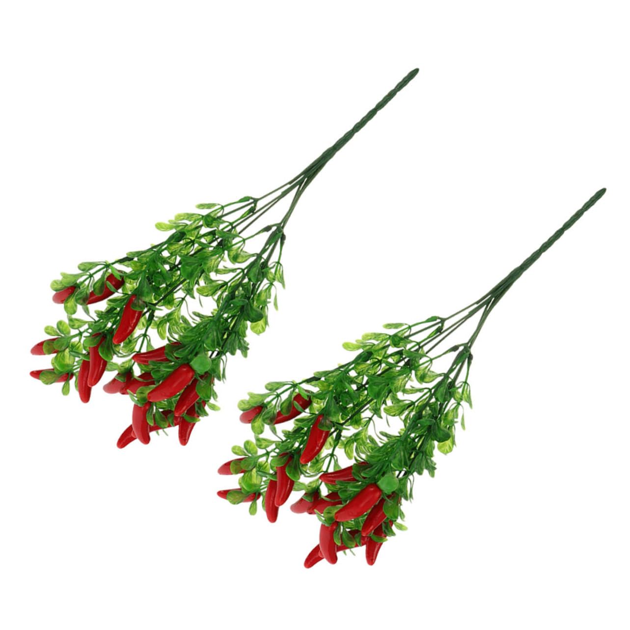 PRETYZOOM 2pcs Simulated Pepper Bouquet Decoration Faux Artificial Chili Plants Artificial Fruits Pepper Simulation Chili Fake Vegetables Plastic Chili Branch Red Chili Lucky