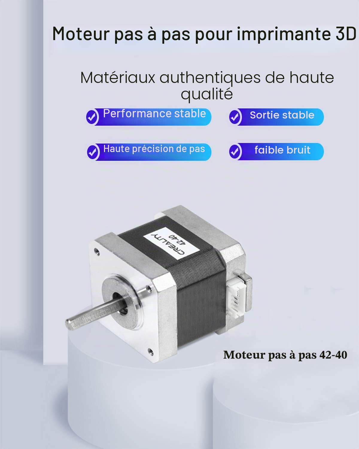 Creality Imprimante 3D 42-40 Moteur pas à pas, 2 Phases 1A 1,8 Degrés 0,4 N.M Moteur pas à pas pour Extrudeuse d'imprimante 3D, Compatible avec l'axe E des Séries CR-10 et Ender-3