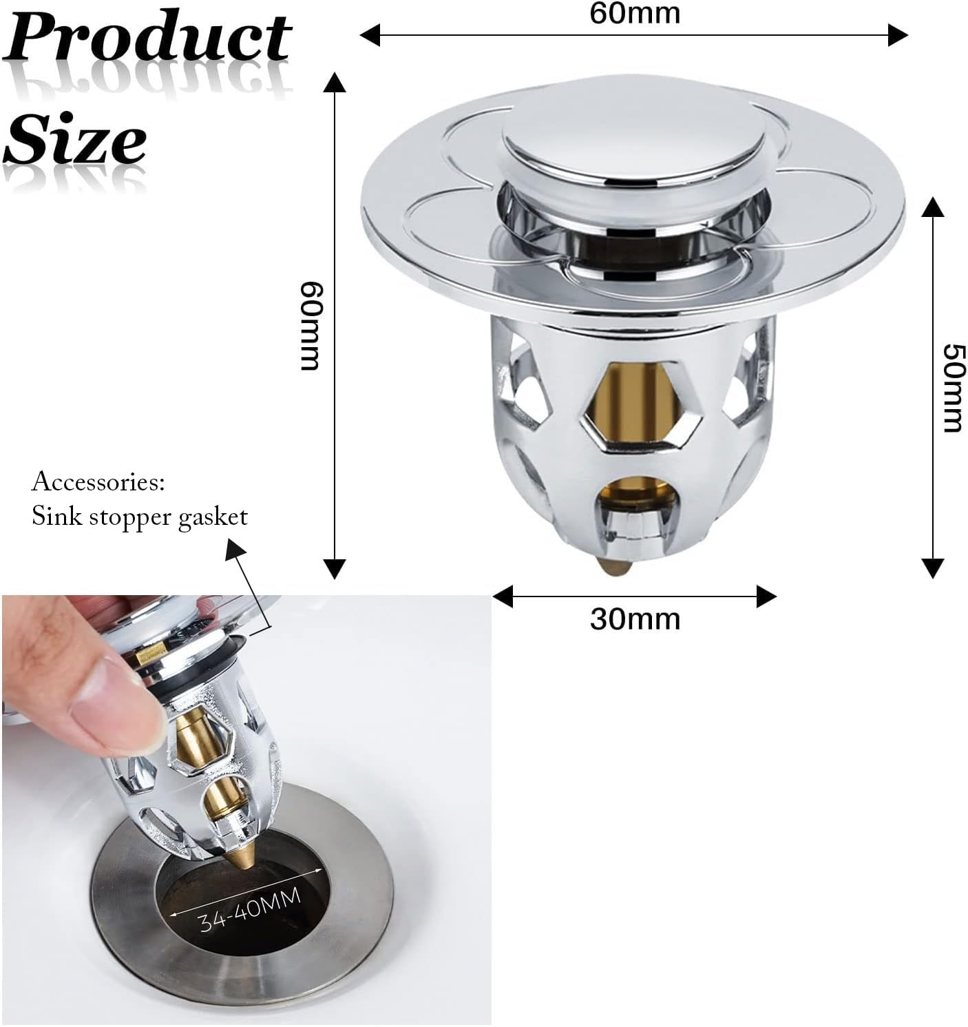 Tappo Di Ricambio Per Lavello, Tappo Universale Pop Up Con - Foto 8