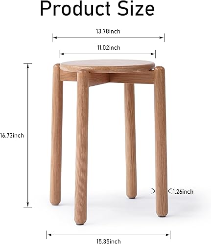 Miniatura 3 de Taburete de madera 100% roble macizo, apilable y taburetes para niños, para sala de estar, comedor, cocina, aula (natural)