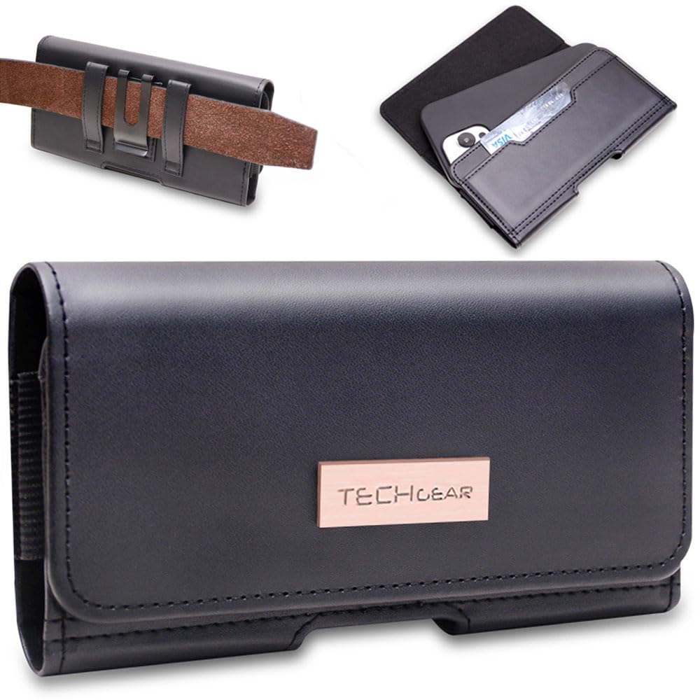 TECHGEAR RFID Blocking Card Holder PU Leather Holster Pouch Case with Belt Clip & Loop for OnePlus 13 11R 10T 10R 10 Pro