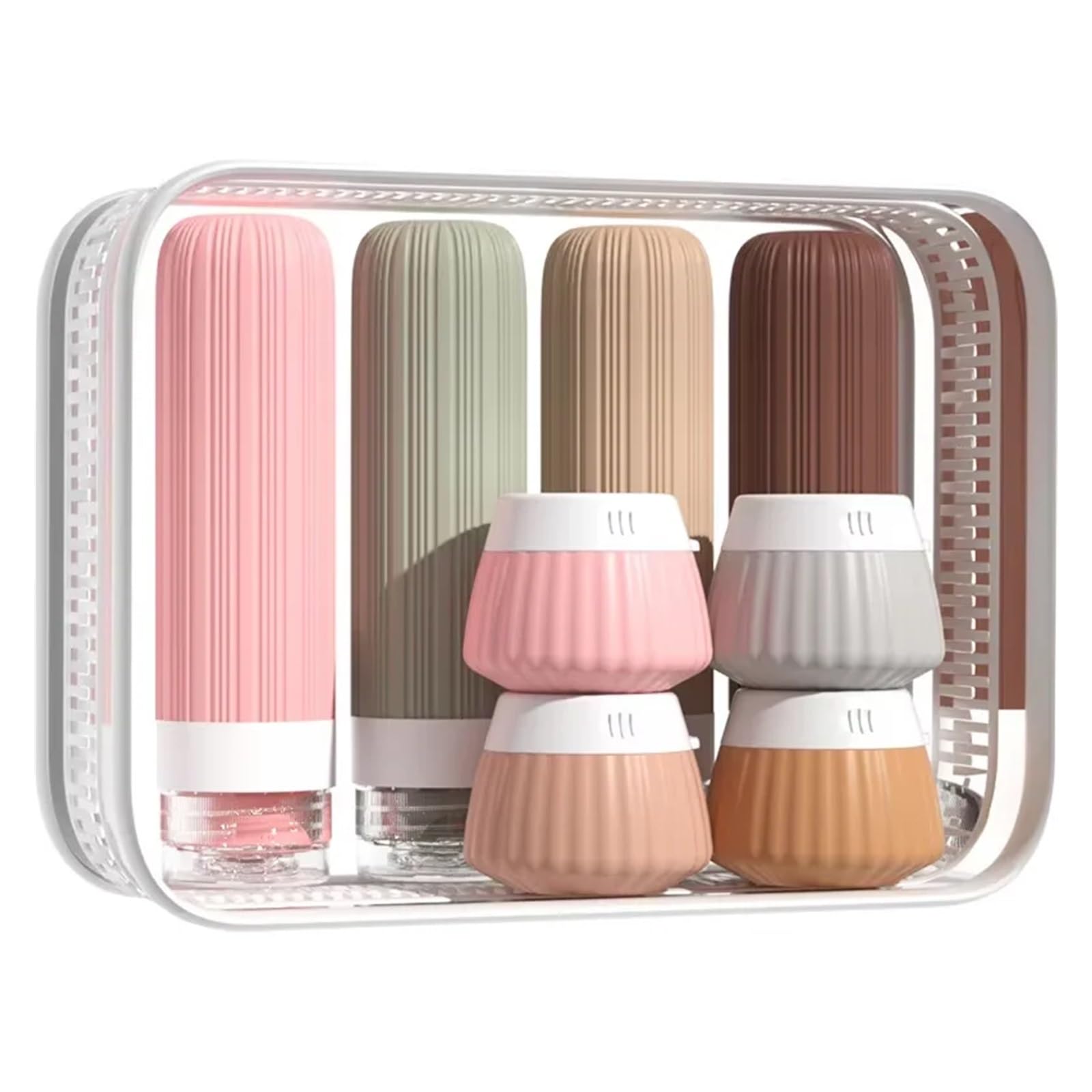 XIEHYA 8PCS Travel Toiletry Set Travel-Sized Toiletries Containers Leak-Proof Silicone Squeeze Cream Jar For Toiletries(Color 4)
