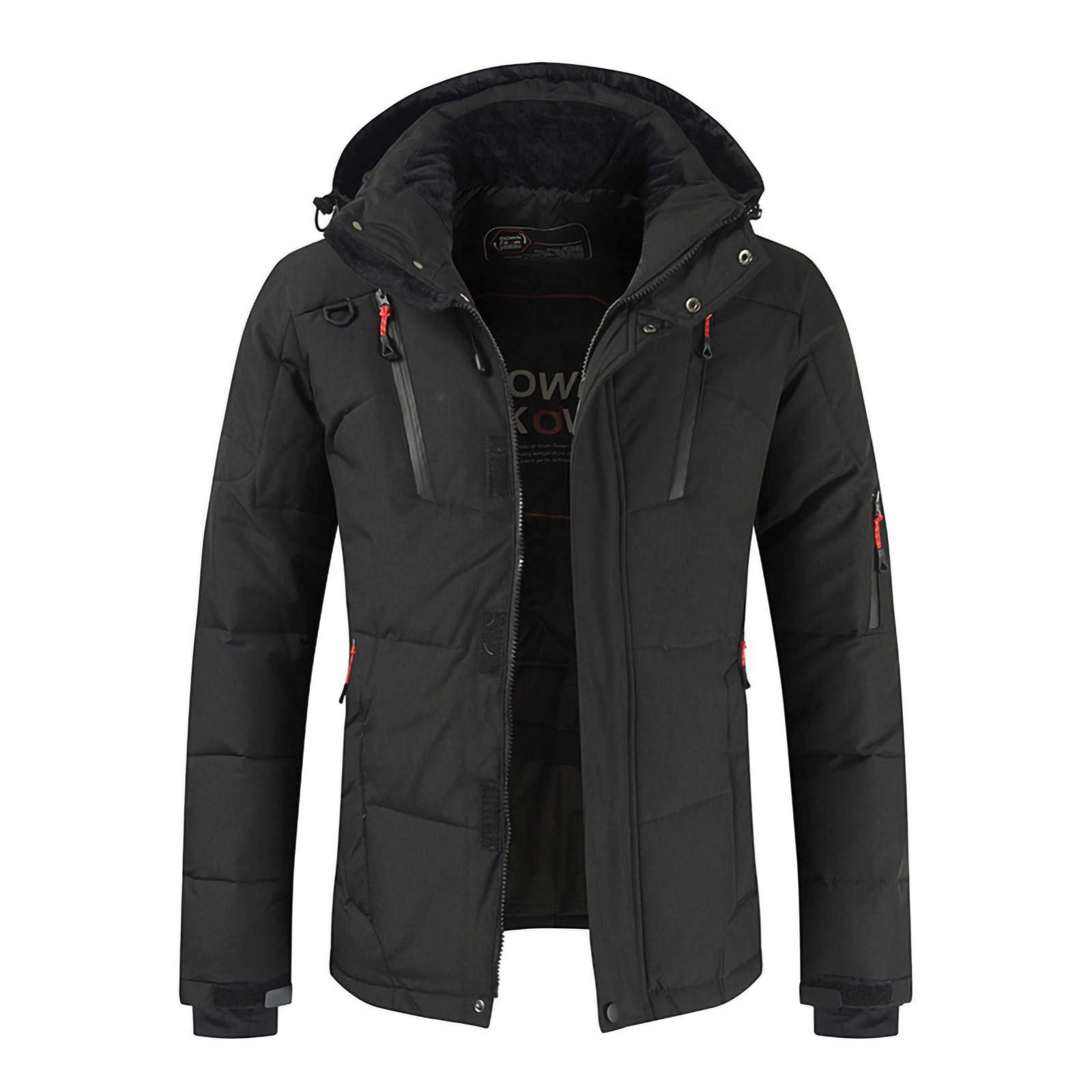 Hiver Nouveaux Hommes Doudoune À Capuche Courte Grande Taille Chaude Couleur Pure Veste De Jeunesse Veste Chaude Polyvalente Veste D'hiver Pour Temps Froid, Camping