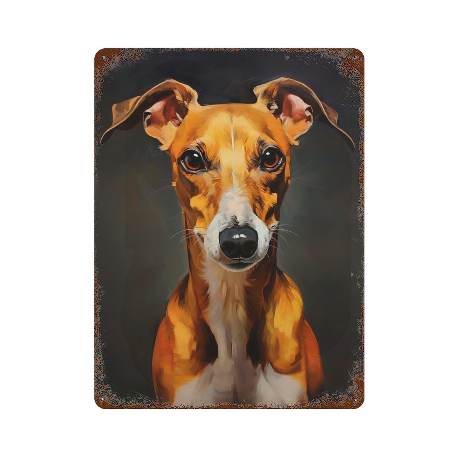 Whippet Rust Effect Tin Sign 15.7"x11.8", Ideal for Shed, Workshop And Garage Wall Decor