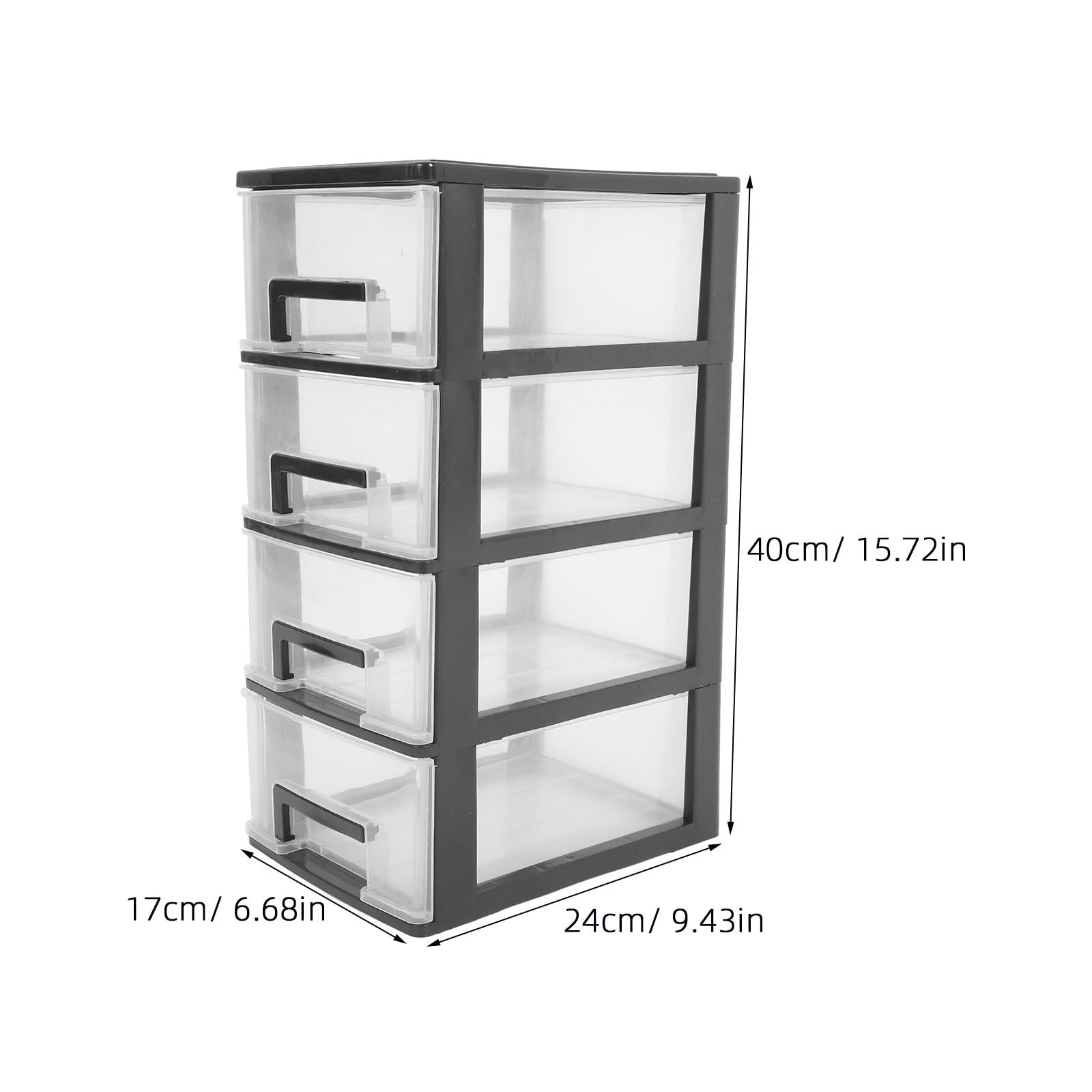 MERRYHAPY Cassettiera Plastica Modulabile a 4 Strati Cassetti Leggeri e Portatili in Pp Nero, Organizer da Scrivania Semplice e Raffinato per Soggiorno e Ufficio