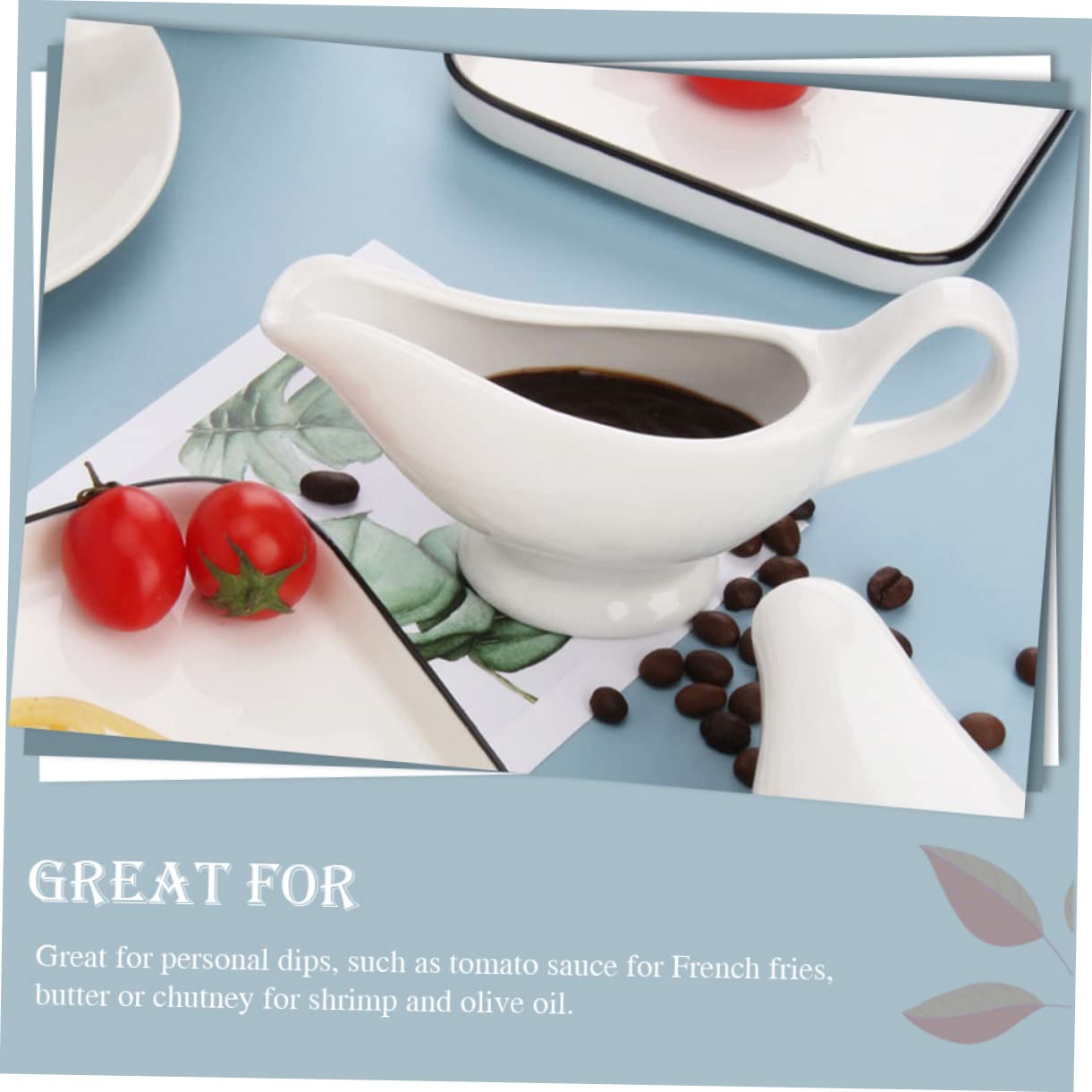 VINTORKY 2pcs Sauce Boat Seasoning Cups Sauce Serving Porcelain Gravy Boat Seasoning Bowl Food Sauce Bowls Coffe Creamer Seasoning Dish Steak Gravy Boats Small Syrup Pitcher White Ceramics