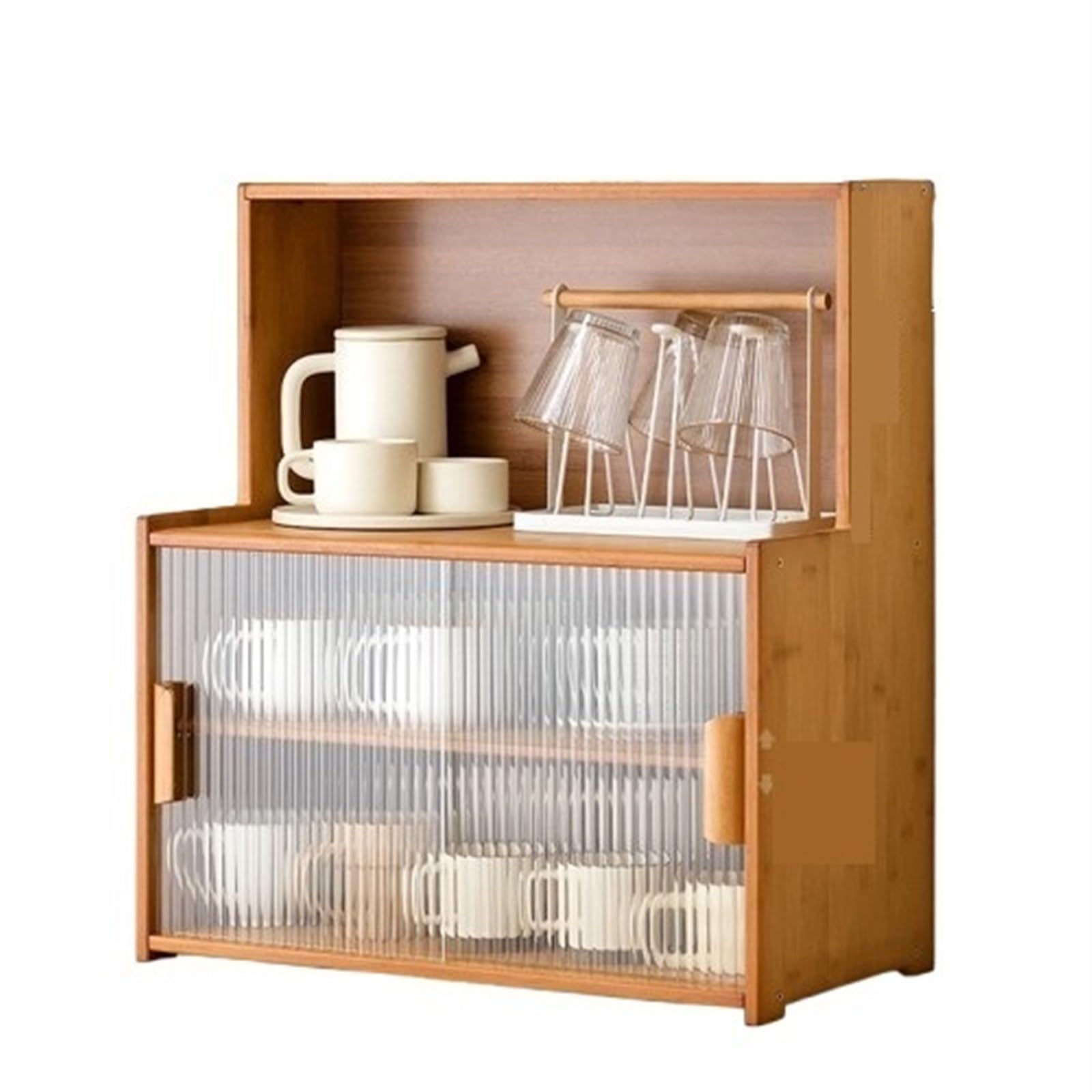 Kitchen Storage Cabinet, Countertop Cabinet with Sliding Door, Pantry Storage Cabinet with Adjustable Shelves, Freestanding Floor Storage Cabinet ﻿ Multi Scenario Use(Brown,55cm)