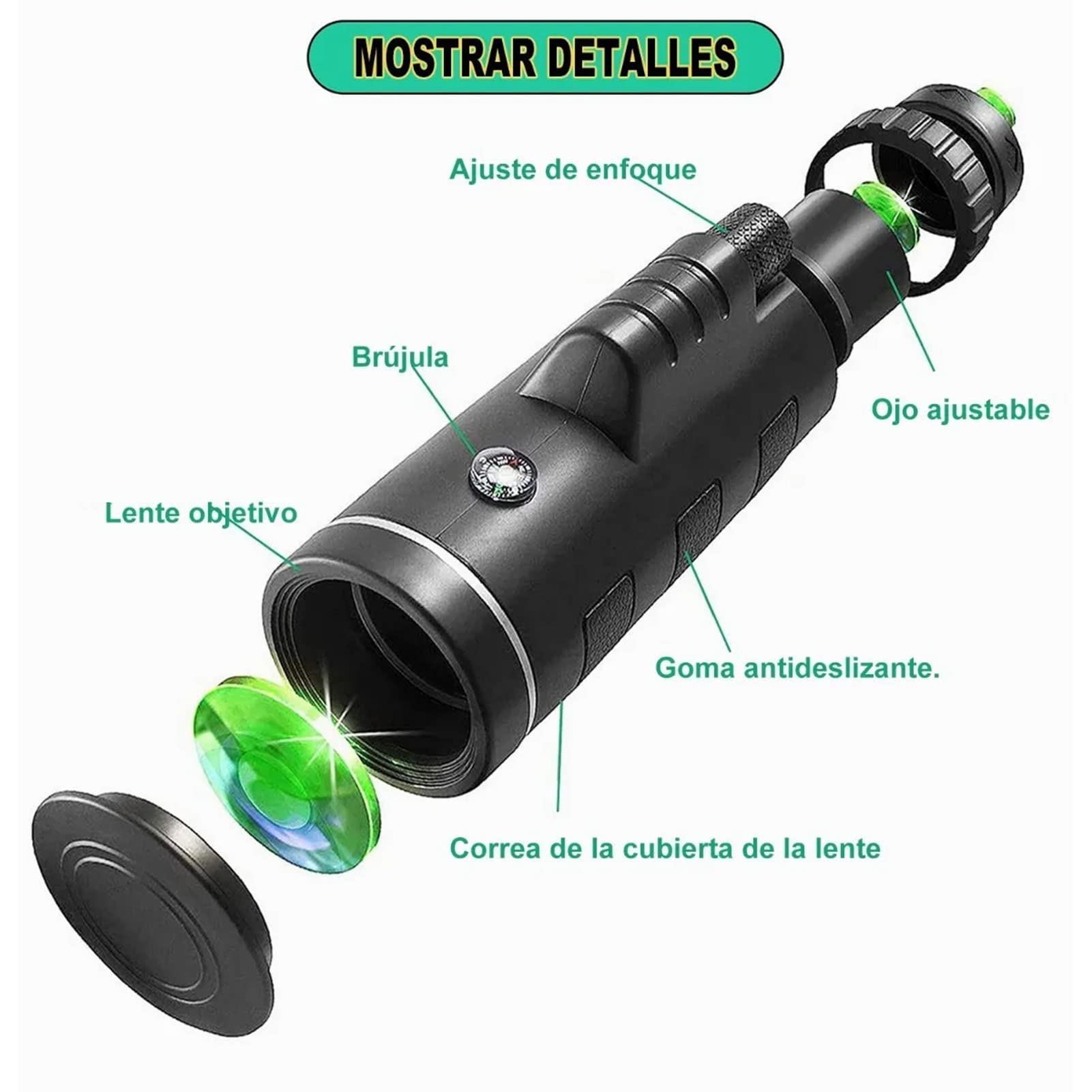Telescopio Monoculare Ad Alta Potenza 40X60 Visione Notturna HD Impermeabile con Clip per Telefono e Treppiede Telescopico per Escursionismo, Caccia e Birdwatching