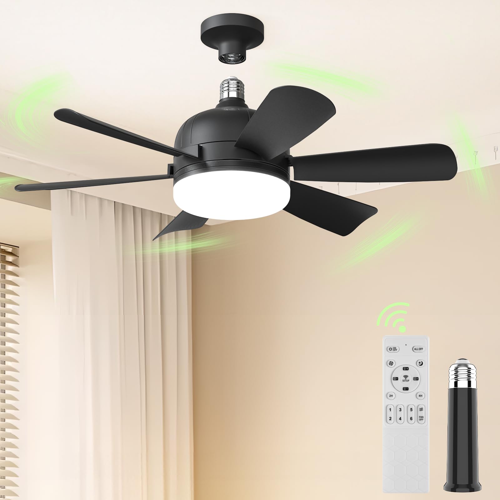 WAFTING Socked Fan Light, 17.8 Inch Ceiling Fan with Lights and
