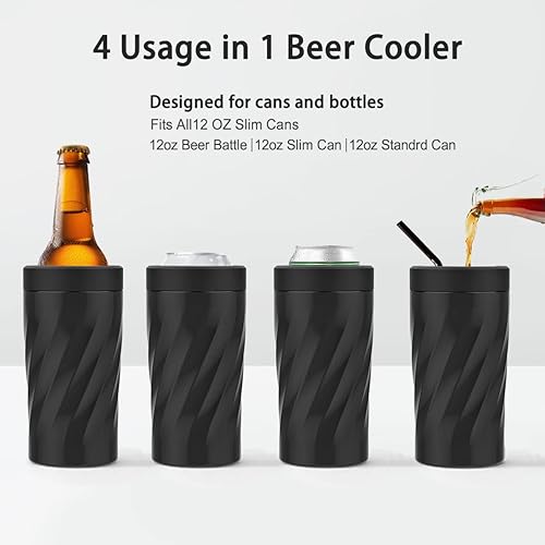 Miniatura 3 de Enfriador de latas de cerveza delgado 4 en 1 para todas las latas de 12 onzas, aislante de latas de acero inoxidable de doble pared que mantiene 8
