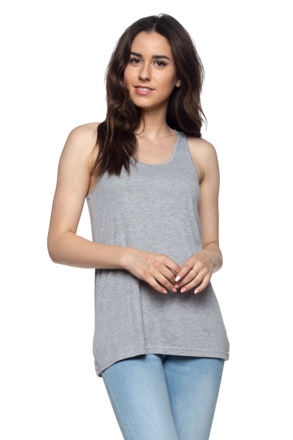 Tank Tops for Women Loose Fit Relaxed Flowy Workout Yoga Running Shirt Tee_H.Grey_L