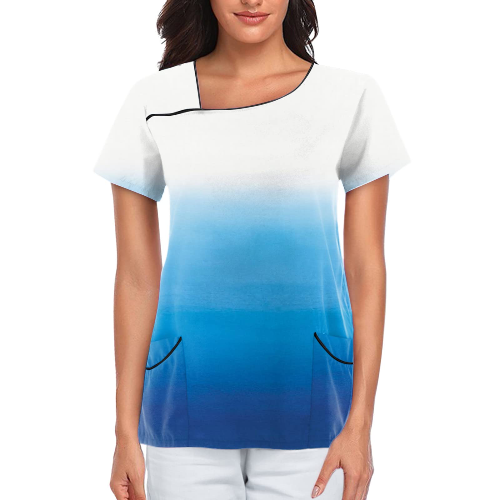 Fulidngzg Ropa Trabajo Mujer, Uniforme Limpieza Veterinaria Manga Corta Casaca Sanitaria Cocinero Batas Trabajo Médico Elástico Uniforme Enfermera Unisex Uniforme Estetica Uniformes Sanitarios Estética