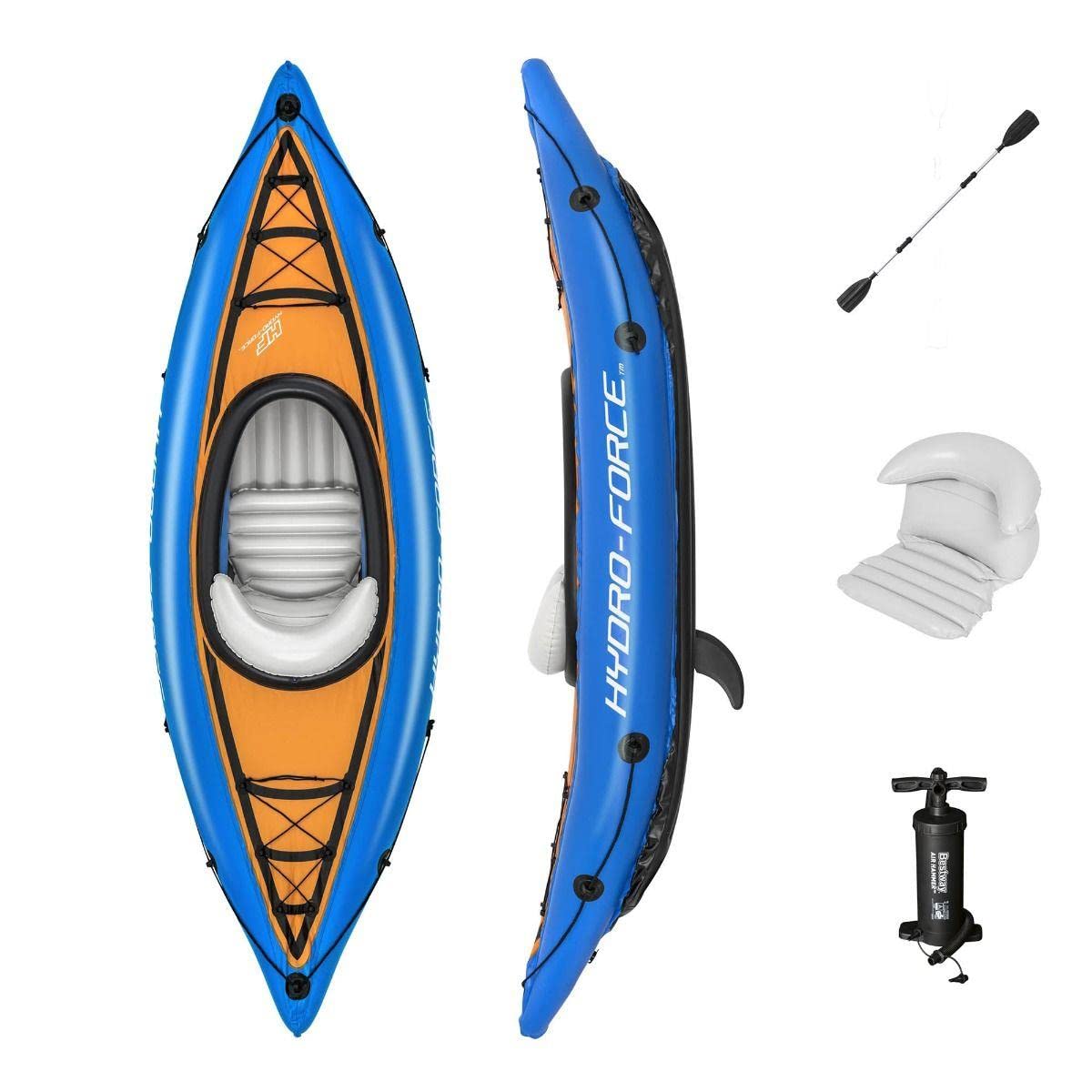 AB Tools Cove Champion Inflatable Kayak 1 Person with Pump Paddle Canoe Boat Single