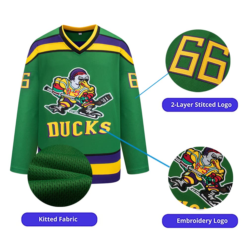 Mighty Ducks Movie Hockey Jersey 90S Hip Hop Adults Clothing for Party, Stitched Letters and Numbers