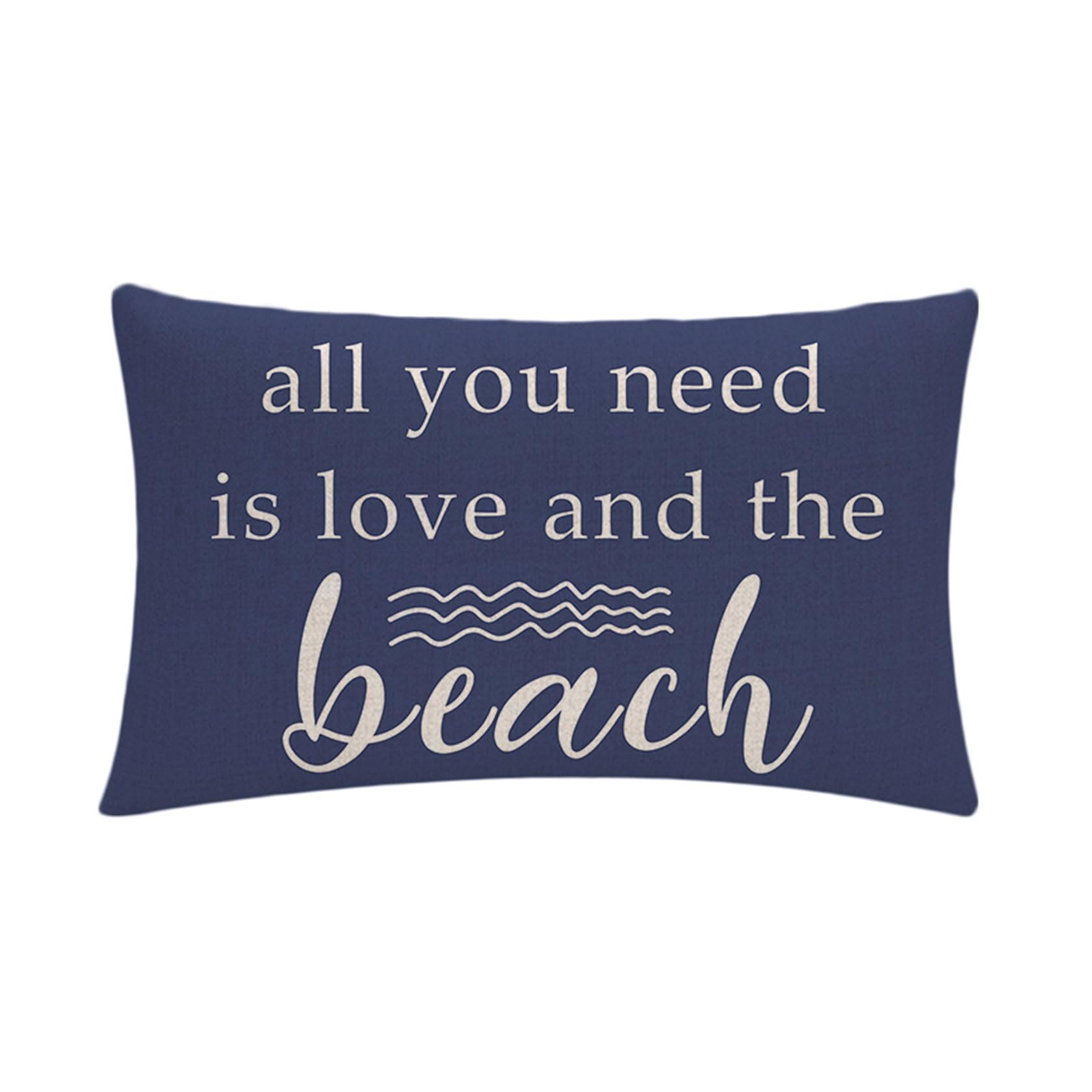 7COLORROOM Beach Decor Throw Pillow Cover All You Need is Love Rectangular/Waist Cushion Covers Farmhouse Summer Holiday Ocean Blue Decorative
