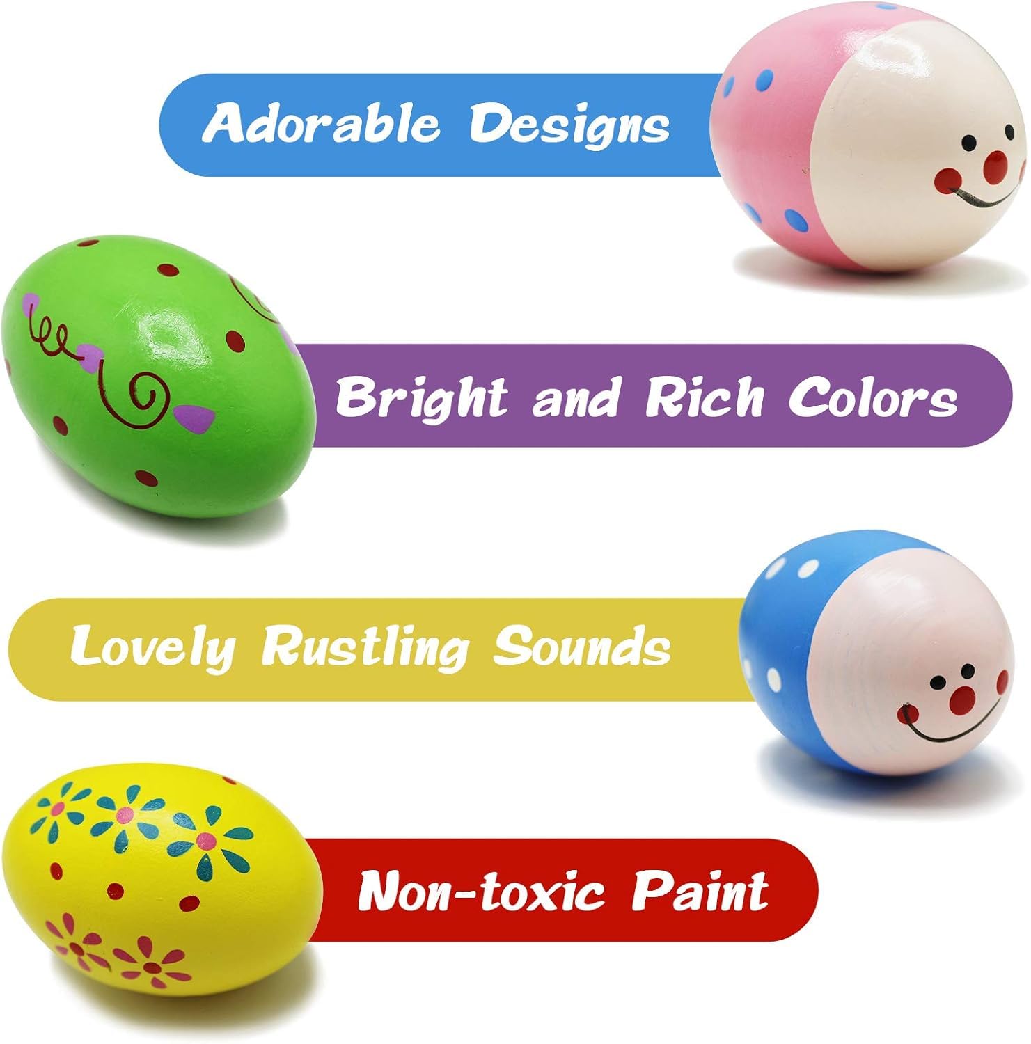 24 Stück Eier Maracas Eier Shaker Set Rasseleier Rhythmus aus Kunststoff für Baby Kleinkinder Osterpartygeschenke Musikinstrument Egg Shaker 6 Farbe