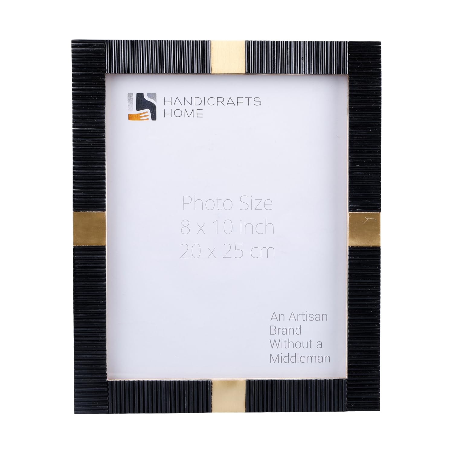 Handicrafts Home Deco-Black Black 5X7 Picture Frame, Handcrafted Resin & Brass Decorative Photo Frame For Tabletop Or Wall Display, Modern Vintage Luxury Home Decor For Living Room, Office & Gallery Wall