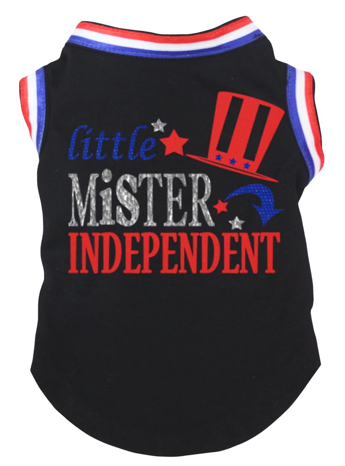Petitebella Little Mister Independent Puppy Dog Shirt (Black/Striped Hemmed, X-Small)