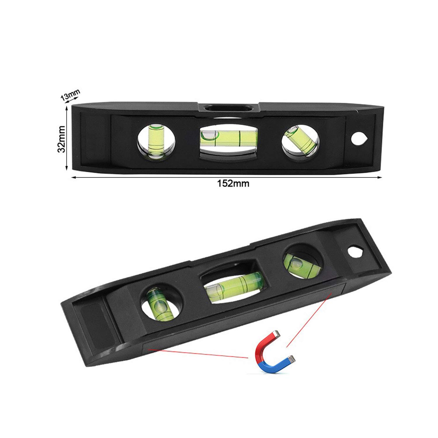 WBE 4-Piece Spirit Level Set - Magnetic Torpedo Level, 16", 7", 5", 4" With 45°/90°/180° Bubbles - View #11