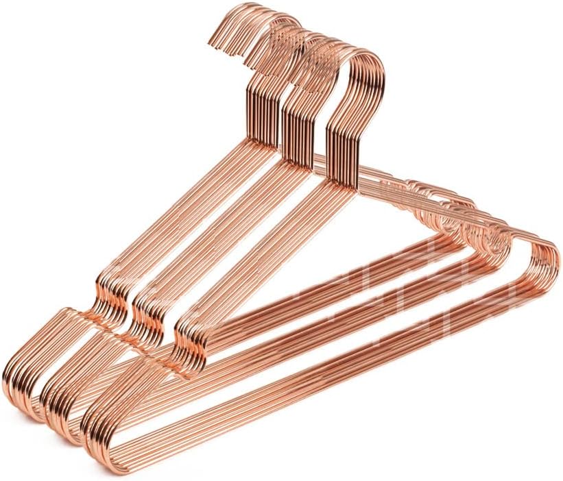 KOOBAY16.5” Rose Gold Coat Suit Shirt Metal Clothes Hangers, 30 Pack - Heavy Duty Shiny Wire Design for Adult Clothes Storage & Display Closet Organizers and Storage…