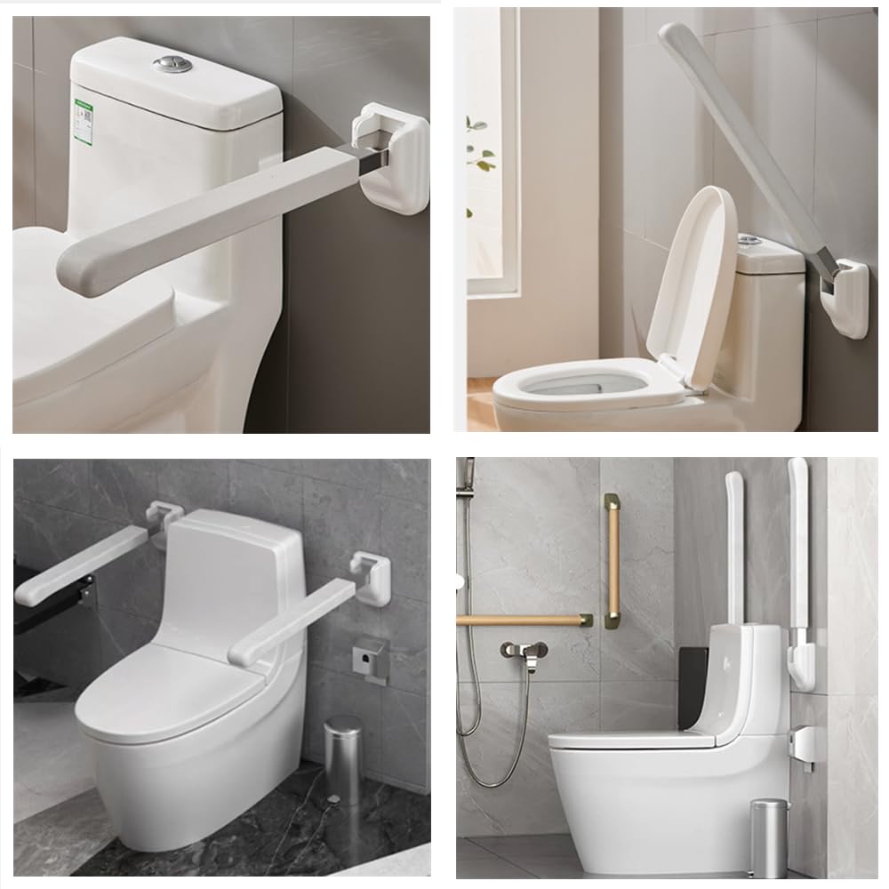 Huapa Barra de Apoyo para Inodoro Plegable y Abatible - WC Minusválidos, Seguridad Baño Sujeción Pared para Personas Mayores