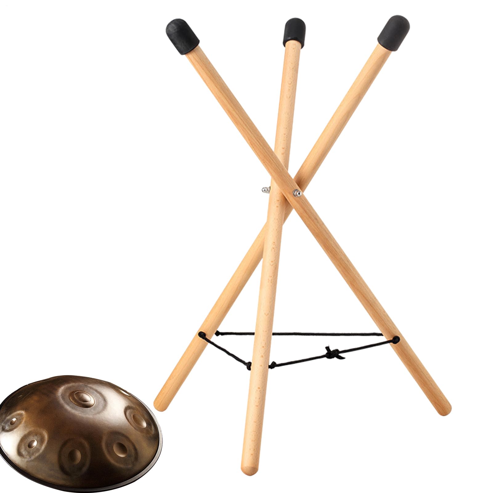 Soporte de tambor de handpan - 19.29x21.65 pulgadas de de lengua de acero para la estabilidad, altura ajustable con función de trípode sólido, de tambores de madera sin deslizamiento p