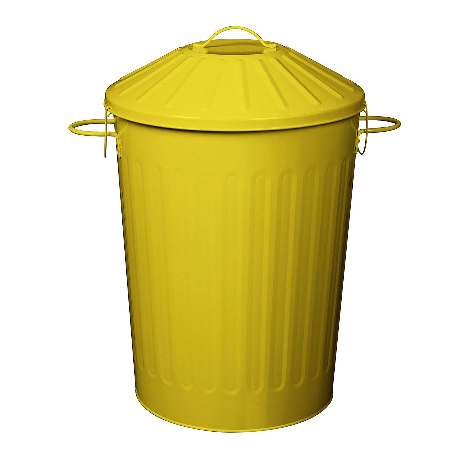 60 Litre Vintage Style Metal Tapered Dustbin & Lid - Yellow - 62cm (H) x 38cm (Dia)