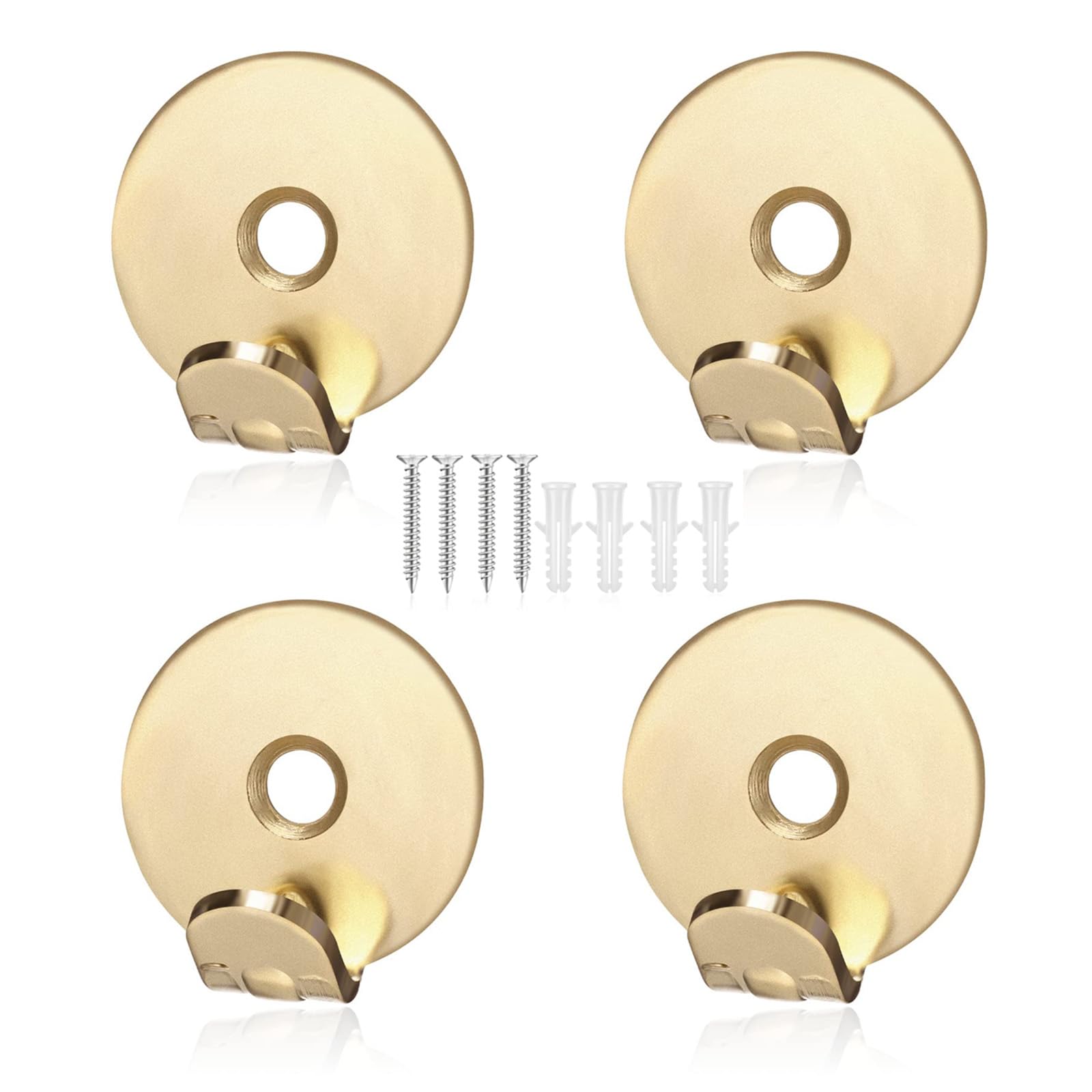 QGH Ganchos de espejo resistentes para cuadros: kit de 4 ganchos para colgar con tornillos, fijaciones de pared de metal fuertes, ideales para placas de yeso, colgar marco, obras de arte de exhibición