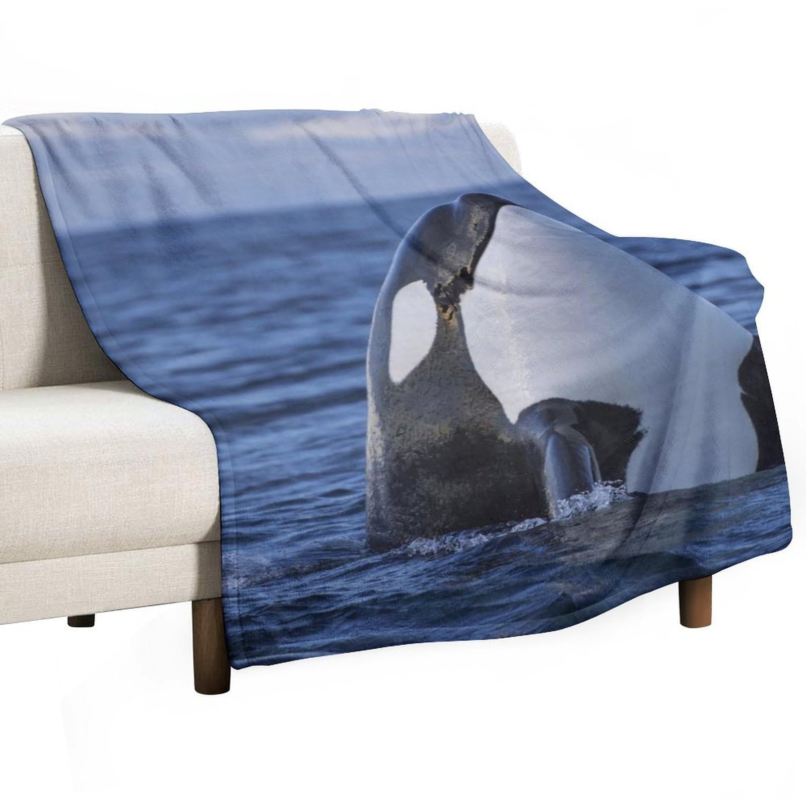 MHYRAC Flannel Blanket, Killer Whales Orca Throw Blanket for Couch Sofa Bed Office, Soft And Comfortable Without Pilling
