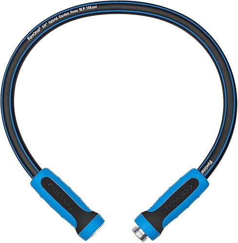 Fevone Manguera de jardín de 3 pies x 58 pulgadas, manguera de agua resistente con mango de agarre giratorio, fácil de conectar, se adapta a