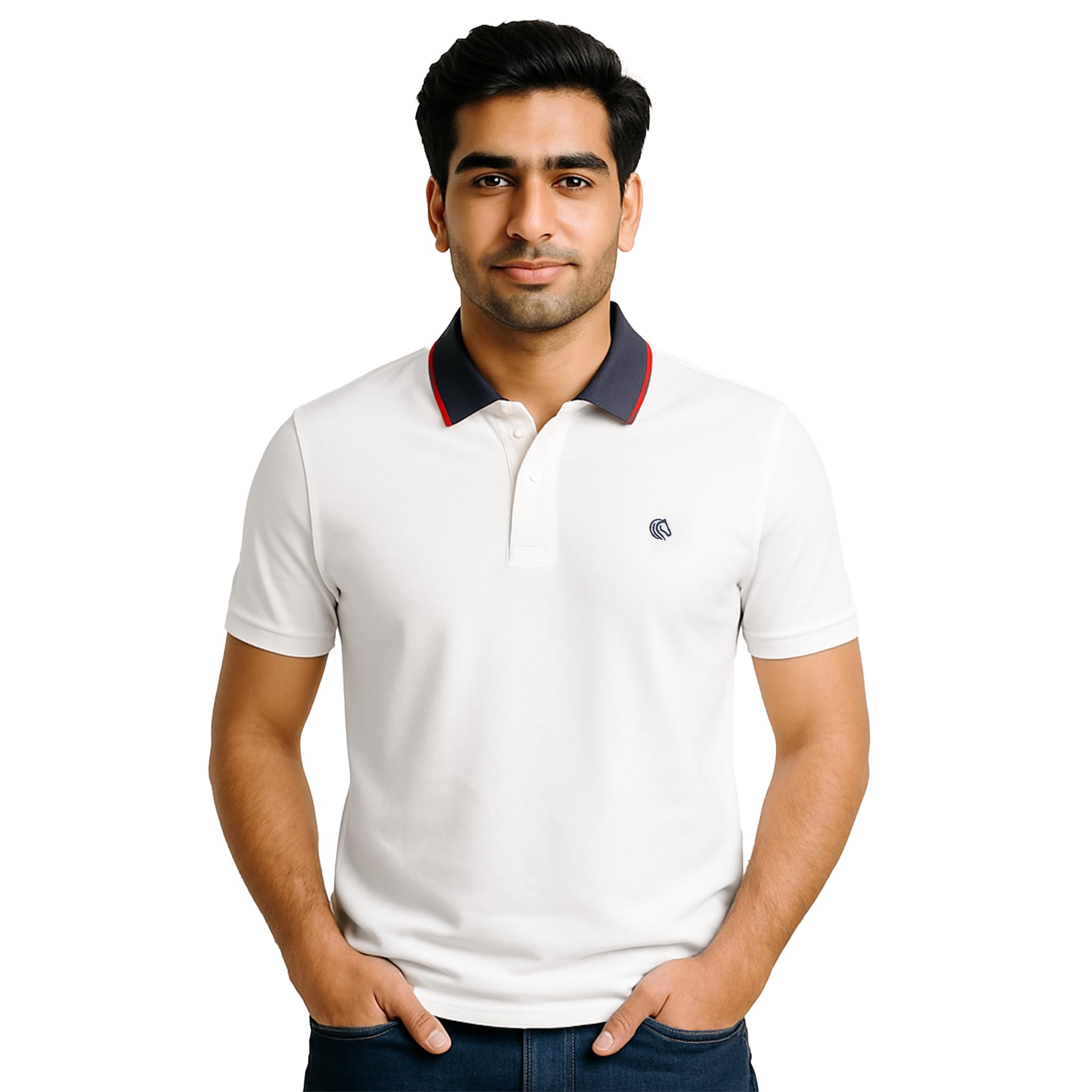 mane and mini Mens Cotton Regular Fit Stretch Pique Solid Polo Shirt, Anti-Curl Two-Way Collar Half Sleeve and Button Down Comfortable and Casual Shirt-picture-48