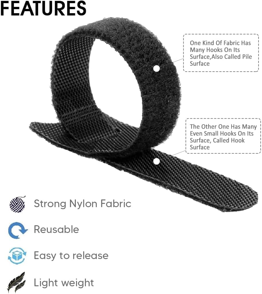 60/120/150pcs 6-Inch Reusable Cable Ties - H HOME-MART Cable Straps Multi-Purpose Tie Wraps Fastening Straps Used for Headphones Phones Electronics PC Wire Cable Tidy Management (60-Pack)